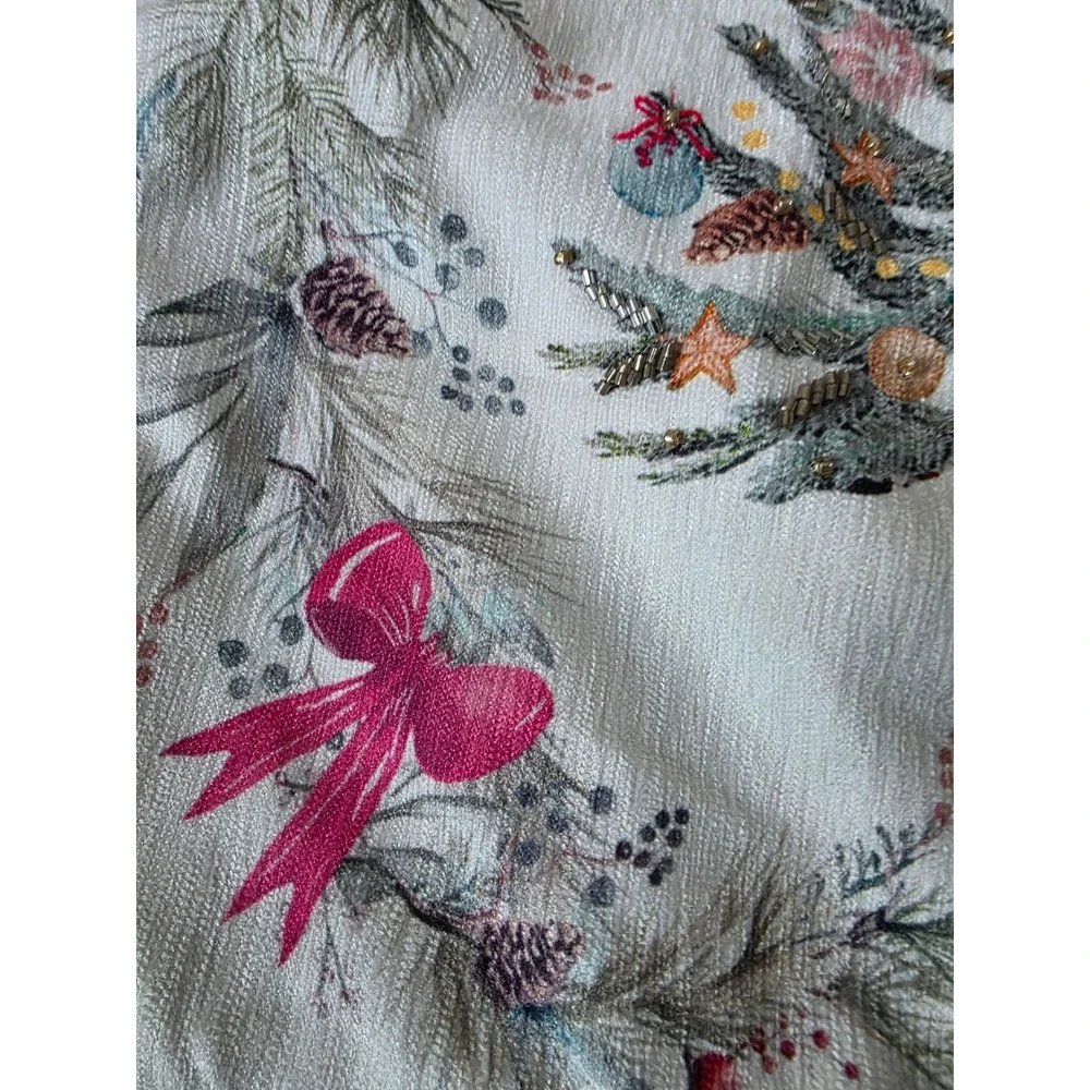Rachel ashwell beaded tree pink ribbon breast cancer table runner‎ Xmas blue